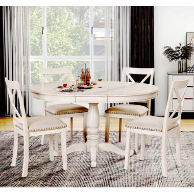 White pedestal dining table shop set